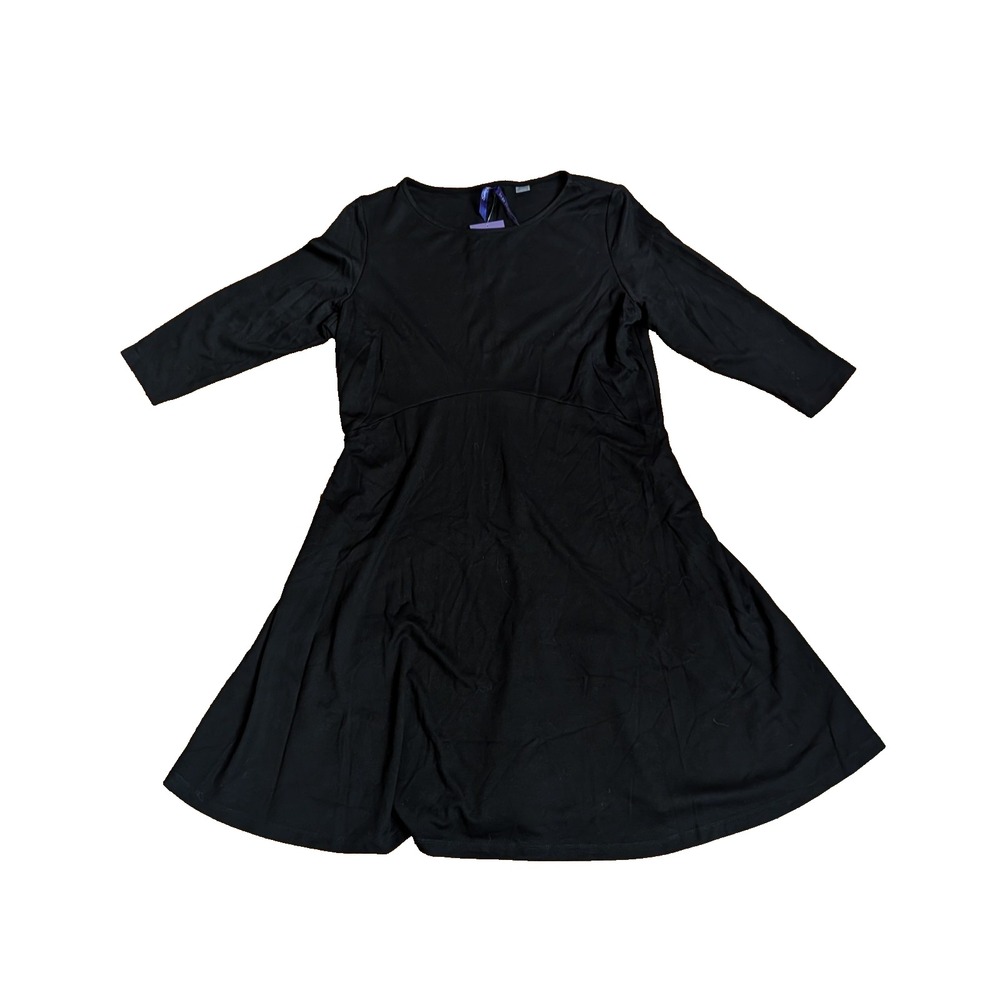 Seraphine Maternity Black Dress Boatneck Ponti Dress Size 12, 3/4 sleeve, NWT